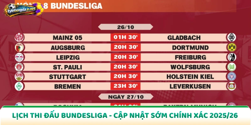 Lịch Thi Đấu Bundesliga - Cập Nhật Sớm Chính Xác 2025/26